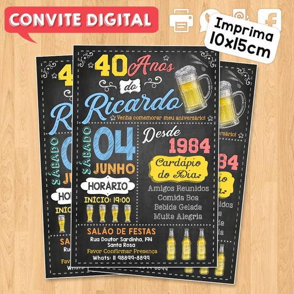 Convite Digital Aniversário Boteco 40 Anos Ricardo
