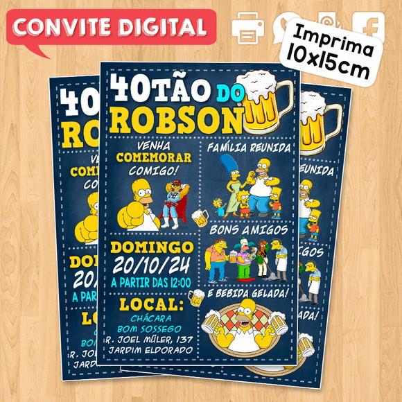 Convite Digital Aniversário Boteco 40tão do Homer Simpson