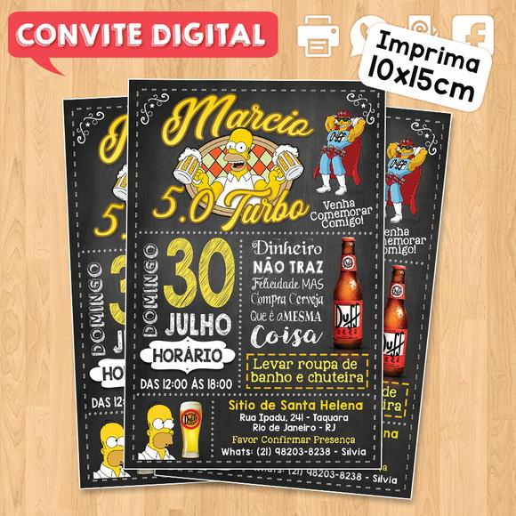 Convite Digital Aniversário Boteco 50 5.0 Homer Simpson