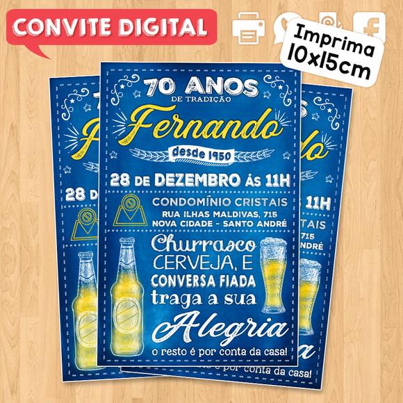 Convite Digital Aniversário Boteco 70 Anos Fernando