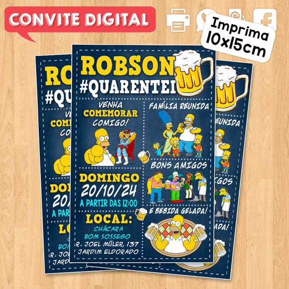 Convite Digital Aniversário Boteco Quarentei Homer Simpson