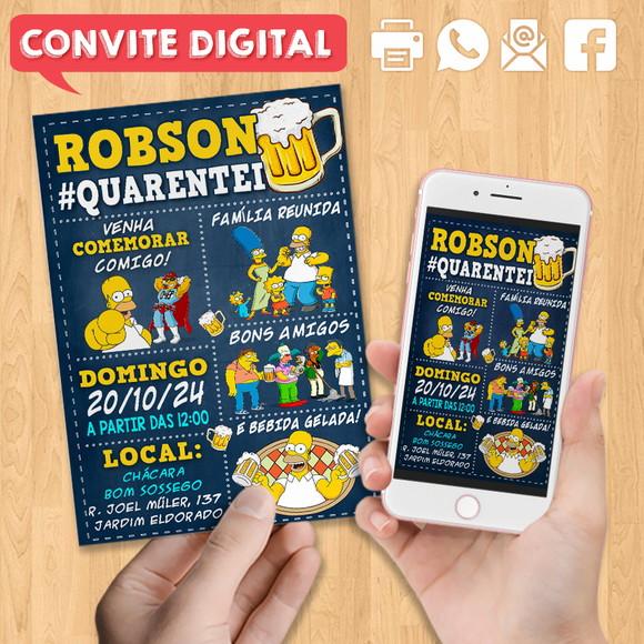 Convite Digital Aniversário Boteco Quarentei Homer Simpson