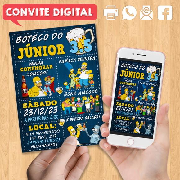 Convite Digital Aniversário Boteco Simpsons