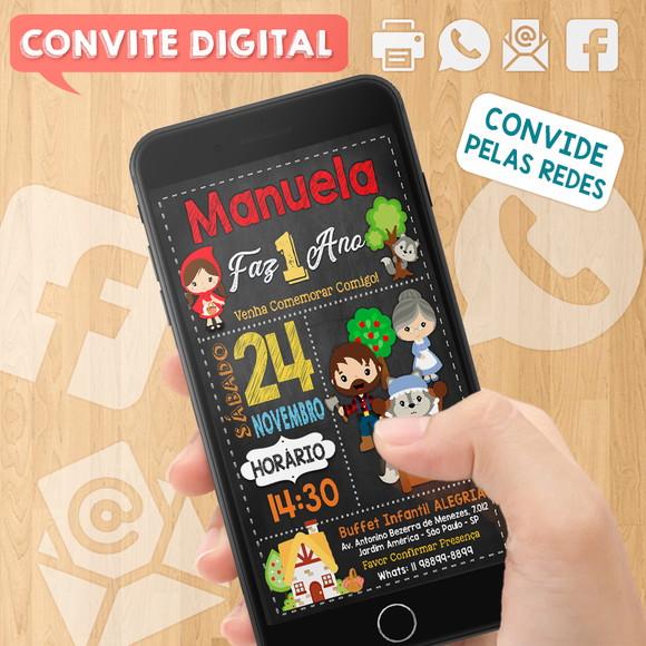 Convite Digital Aniversário Chapeuzinho Vermelho