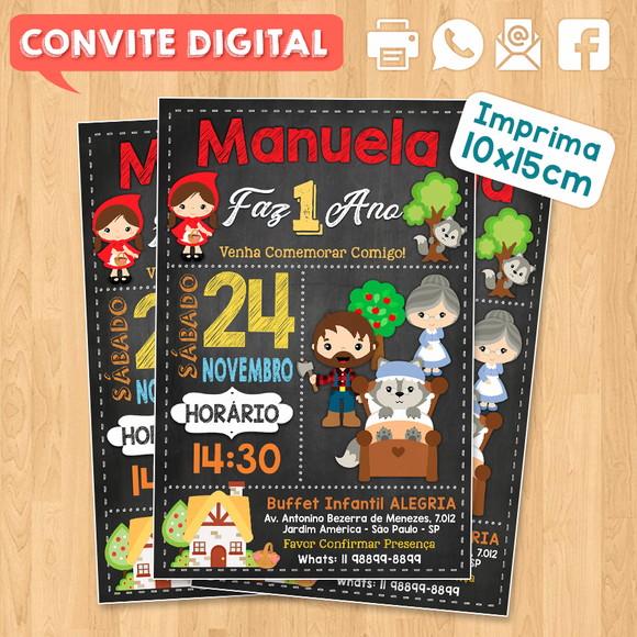 Convite Digital Aniversário Chapeuzinho Vermelho