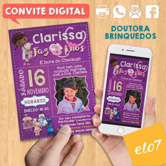 Convite Digital Aniversário Doutora Brinquedos