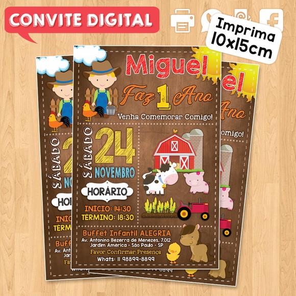 Convite Digital Aniversário Fazendinha Sitio Menino Cowboy