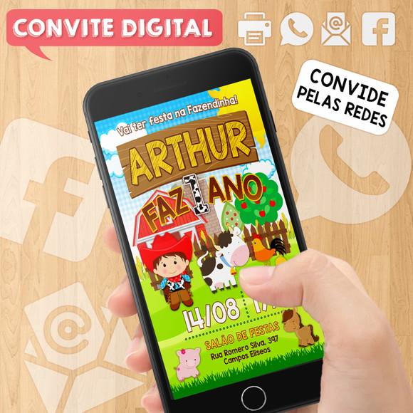 Convite Digital Aniversário Fazendinha Sitio Menino Cowboy