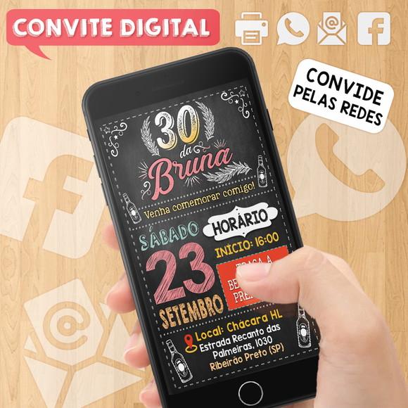 Convite Digital Aniversário Festa 30 Anos da Bruna