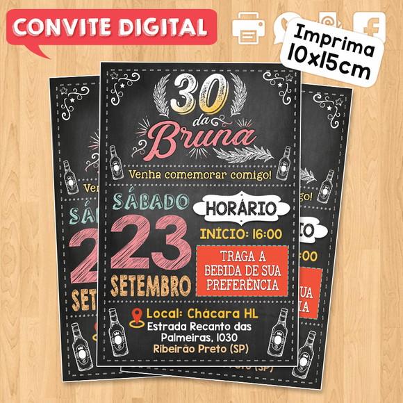 Convite Digital Aniversário Festa 30 Anos da Bruna