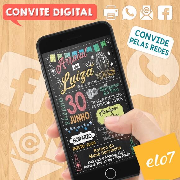 Convite Digital Aniversário Festa Arraial Da Luiza
