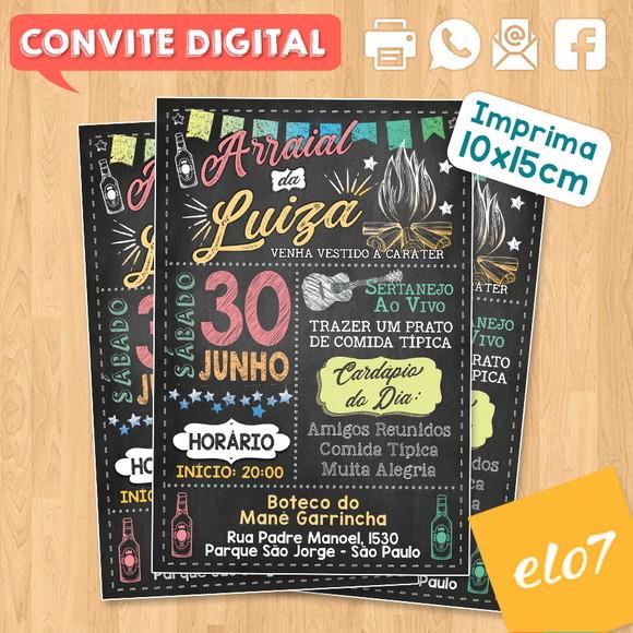 Convite Digital Aniversário Festa Arraial Da Luiza
