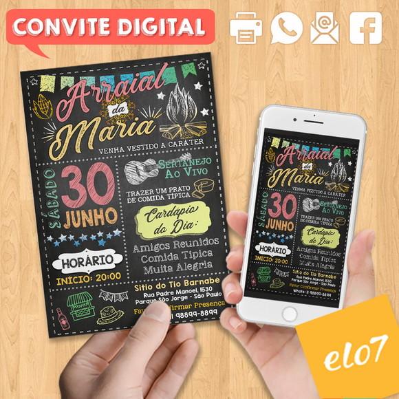 Convite Digital Aniversário Festa Arraial Da Maria