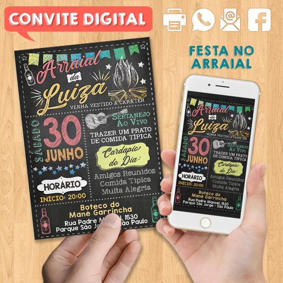 Convite Digital Aniversário Festa Arraial Da Luiza