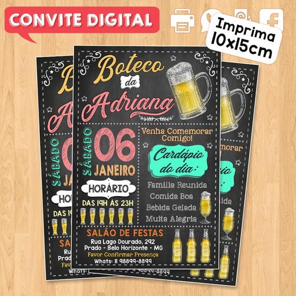 Convite Digital Aniversário Festa Boteco da Adriana