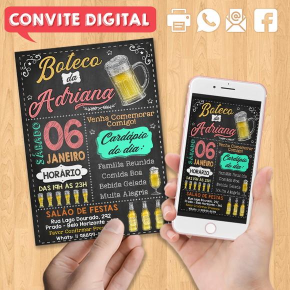 Convite Digital Aniversário Festa Boteco da Adriana