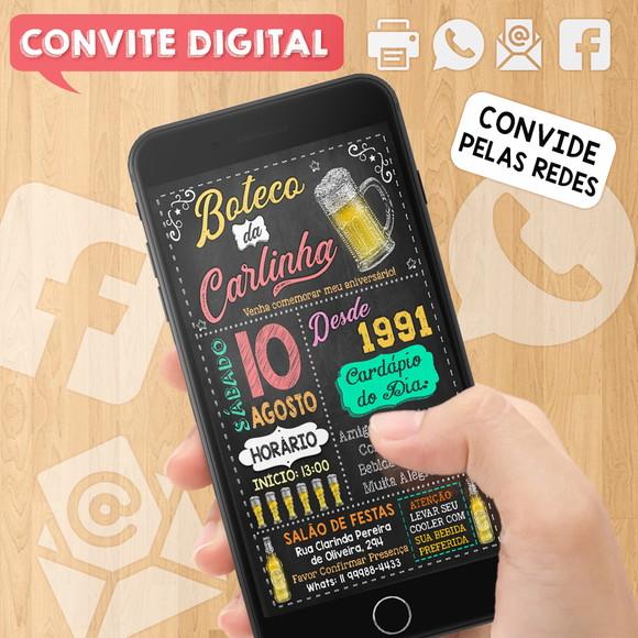 Convite Digital Aniversário Festa Boteco da Carlinha