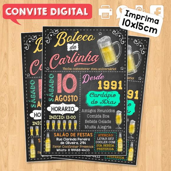 Convite Digital Aniversário Festa Boteco da Carlinha