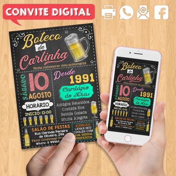 Convite Digital Aniversário Festa Boteco da Carlinha