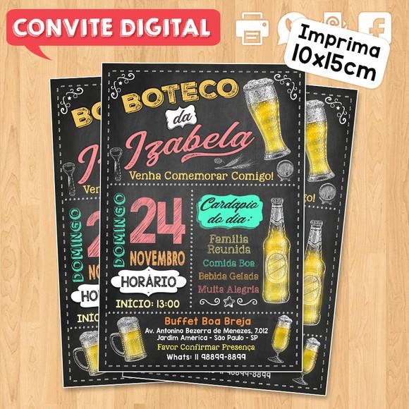 Convite Digital Aniversário Festa Boteco da Izabela
