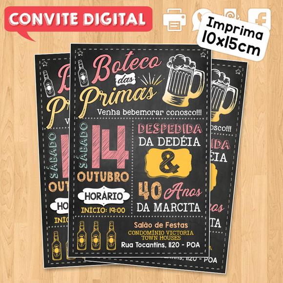 Convite Digital Aniversário Festa Boteco das Primas