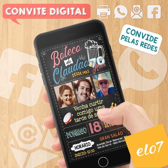Convite Digital Aniversário Festa Boteco Do Claudão 70 Anos