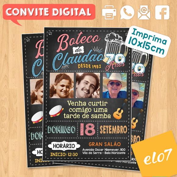 Convite Digital Aniversário Festa Boteco Do Claudão 70 Anos