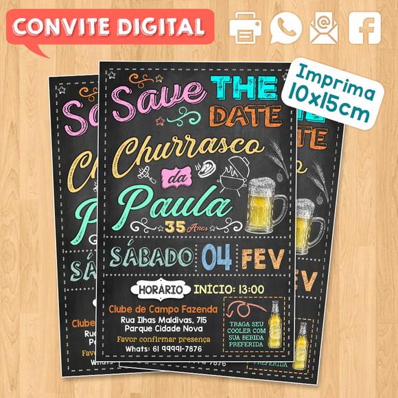 Convite Digital Aniversário Festa Churrasco da Paula