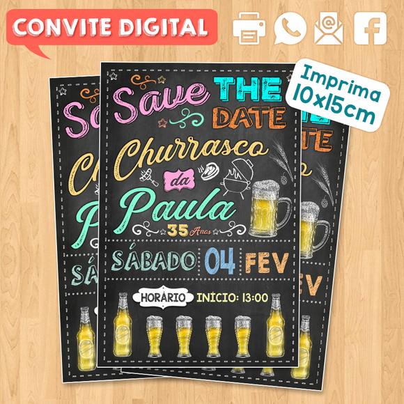 Convite Digital Aniversário Festa Churrasco da Paula