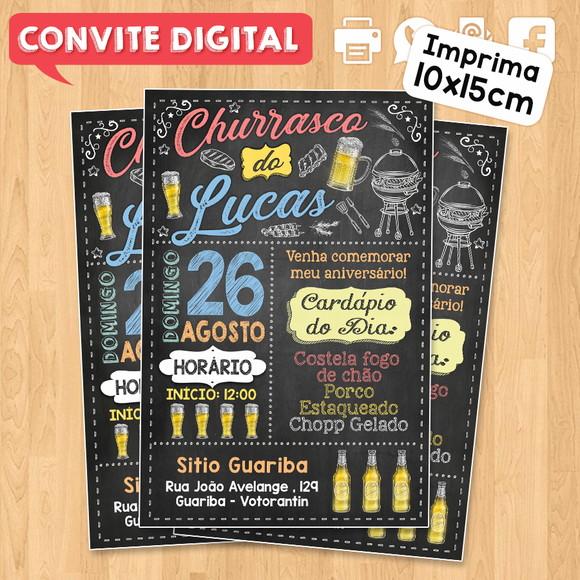 Convite Digital Aniversário Festa Churrasco do Lucas