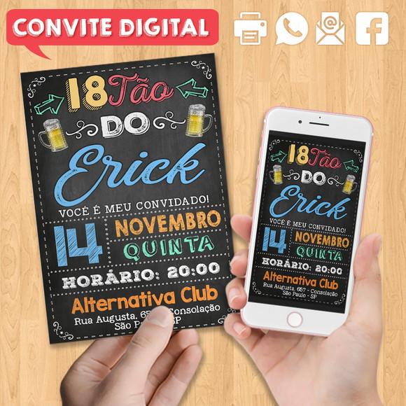 Convite Digital Aniversário Festa Colorido 18 Anos