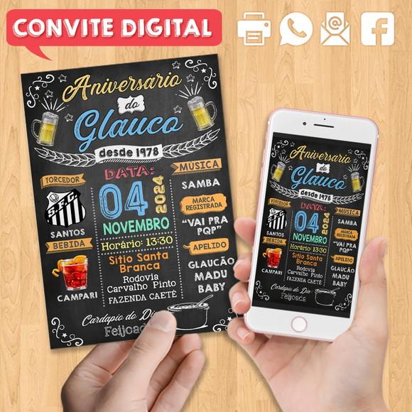 Convite Digital Aniversário Festa Colorido com Frases