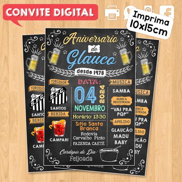 Convite Digital Aniversário Festa Colorido com Frases