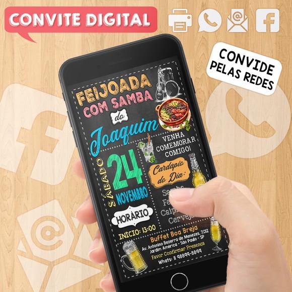 Convite Digital Aniversário Festa Feijoada com Samba