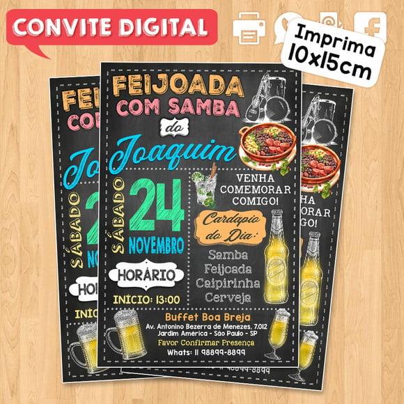 Convite Digital Aniversário Festa Feijoada com Samba