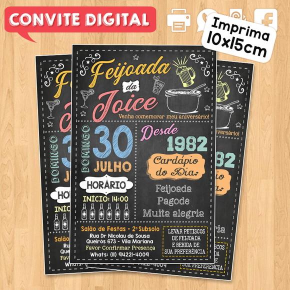 Convite Digital Aniversário Festa Feijoada da Joice