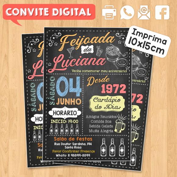 Convite Digital Aniversário Festa Feijoada da Luciana