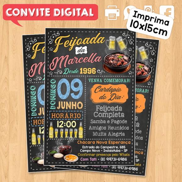 Convite Digital Aniversário Festa Feijoada da Marcella