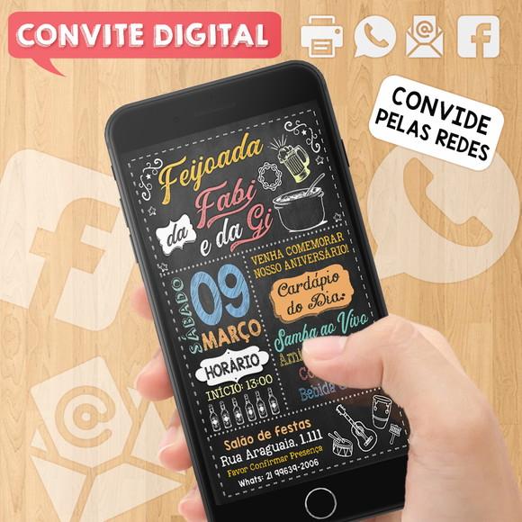 Convite Digital Aniversário Festa Feijoada das Amigas