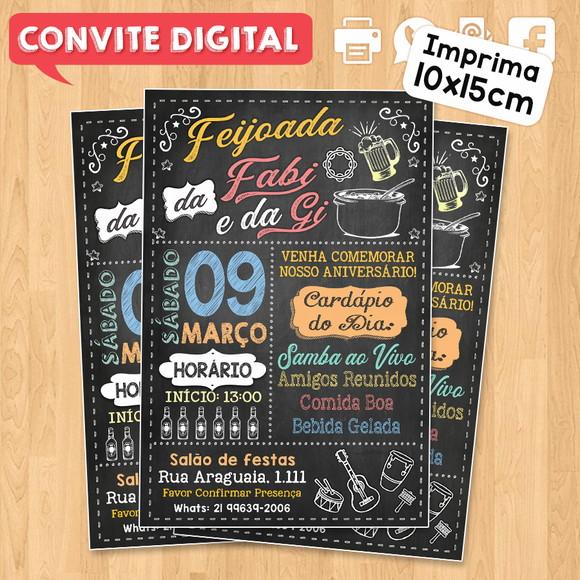 Convite Digital Aniversário Festa Feijoada das Amigas