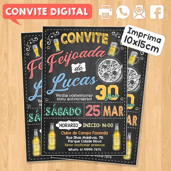 Convite Digital Aniversário Festa Feijoada do Lucas