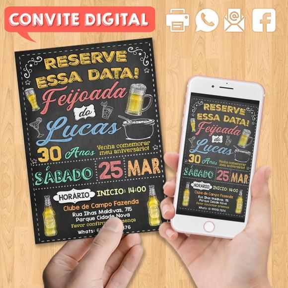 Convite Digital Aniversário Festa Feijoada do Lucas