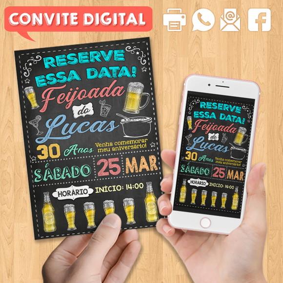 Convite Digital Aniversário Festa Feijoada do Lucas