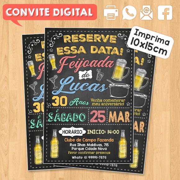 Convite Digital Aniversário Festa Feijoada do Lucas