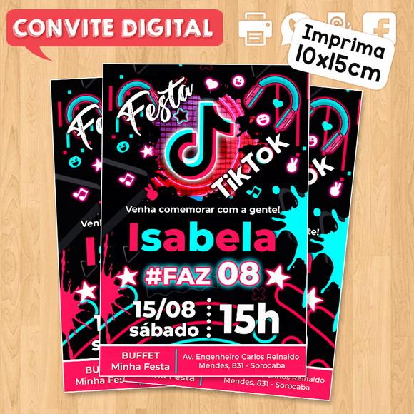 Convite Digital Aniversário Festa Infantil Tema Tiktok