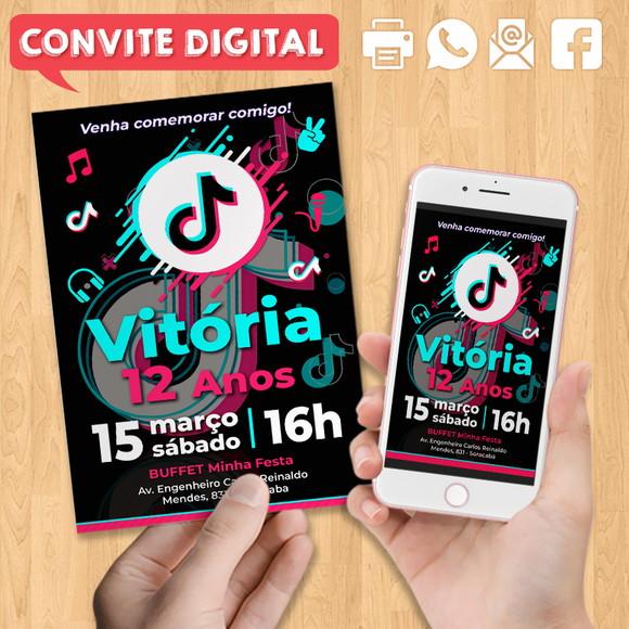 Convite Digital Aniversário Festa Infantil Tema Tiktok