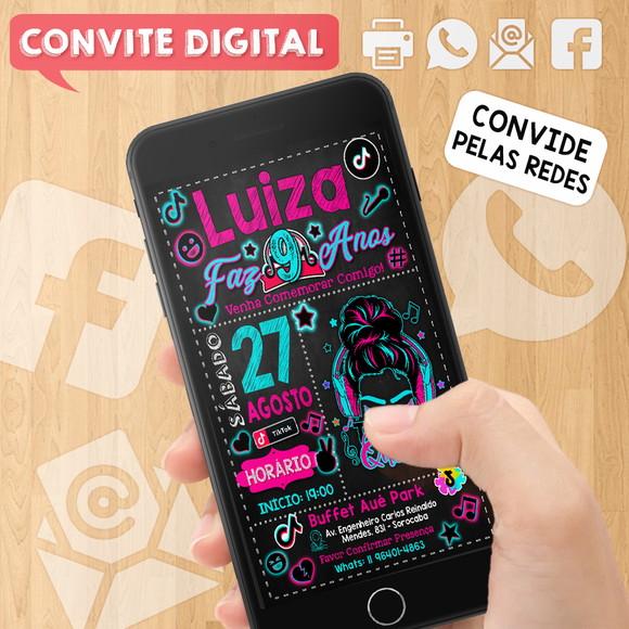 Convite Digital Aniversário Festa Infantil Tema Tiktok