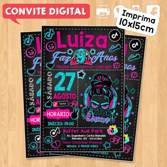 Convite Digital Aniversário Festa Infantil Tema Tiktok