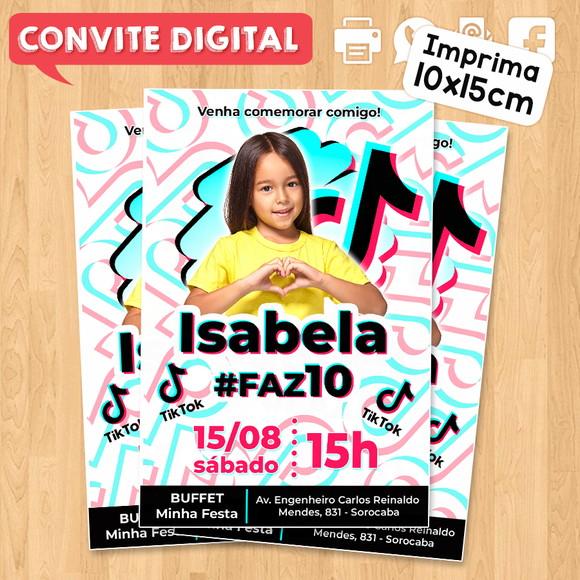 Convite Digital Aniversário Festa Infantil Tiktok com Foto