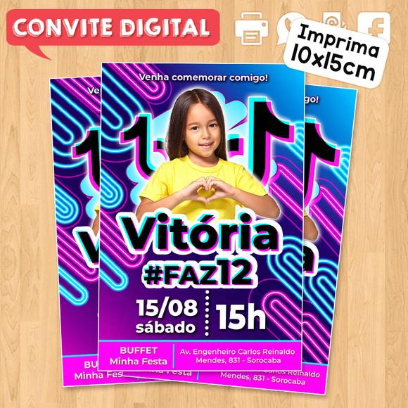 Convite Digital Aniversário Festa Infantil Tiktok com Foto